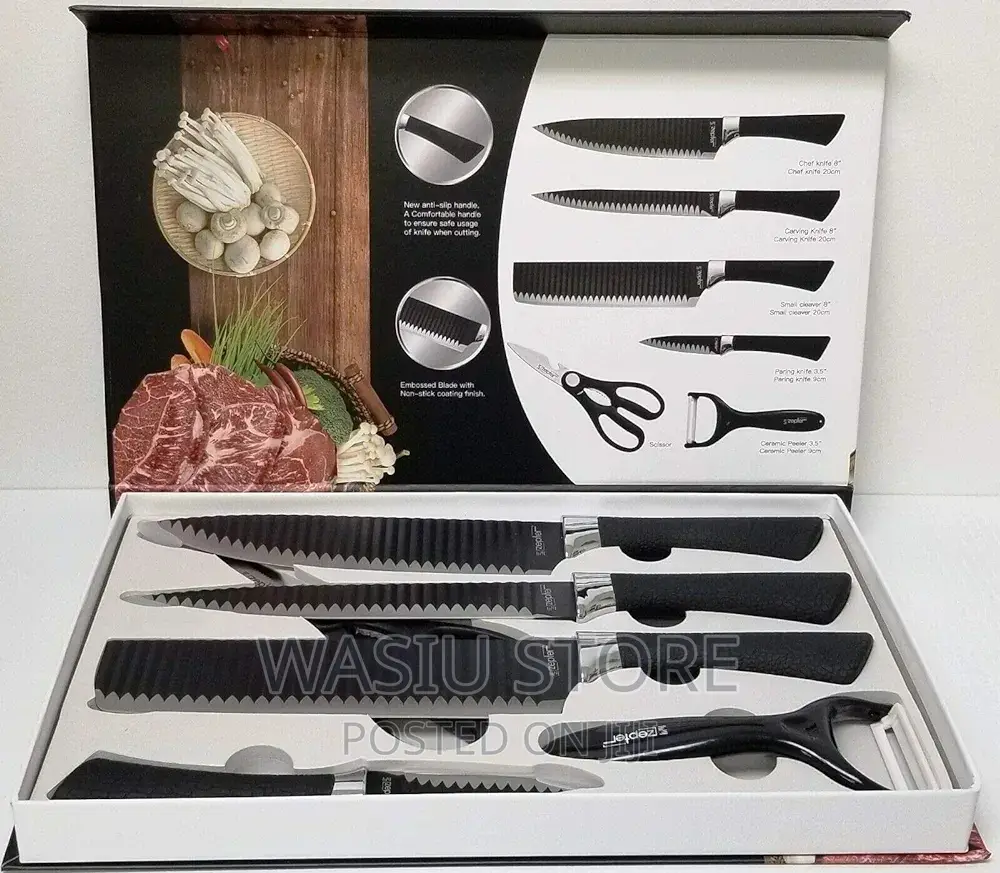 Quality Knives Set Embossed Blade - 6pcs