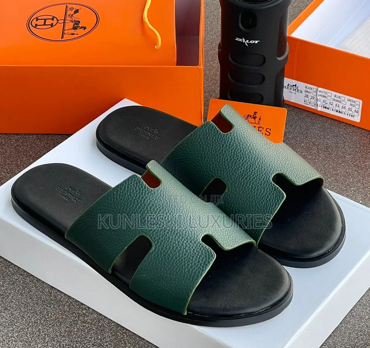 Original Hermes Men Leather Slippers Collections