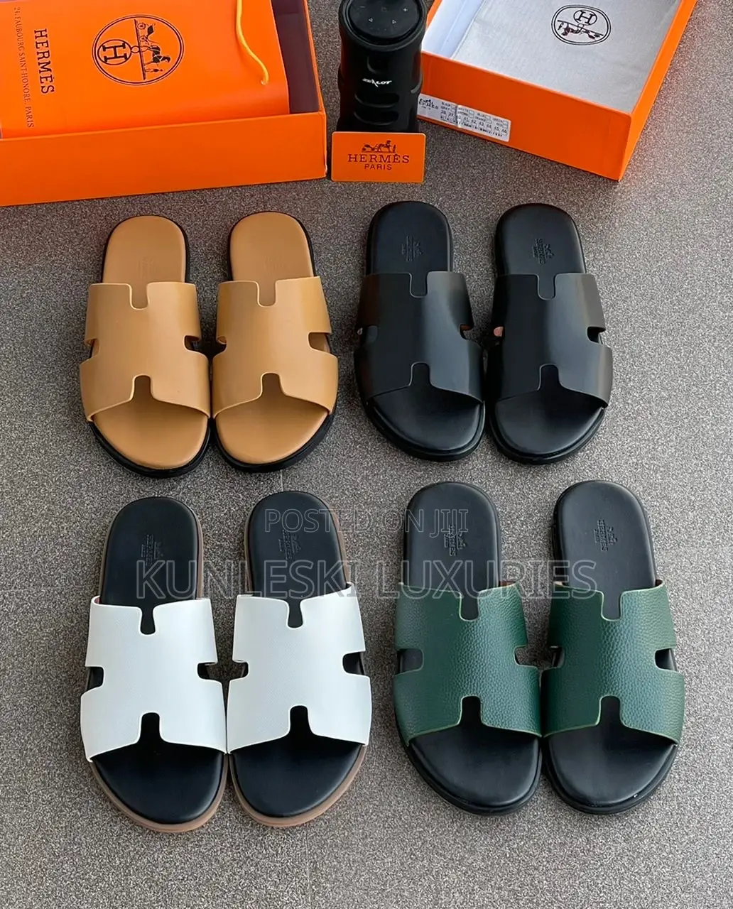 Original Hermes Men Leather Slippers Collections