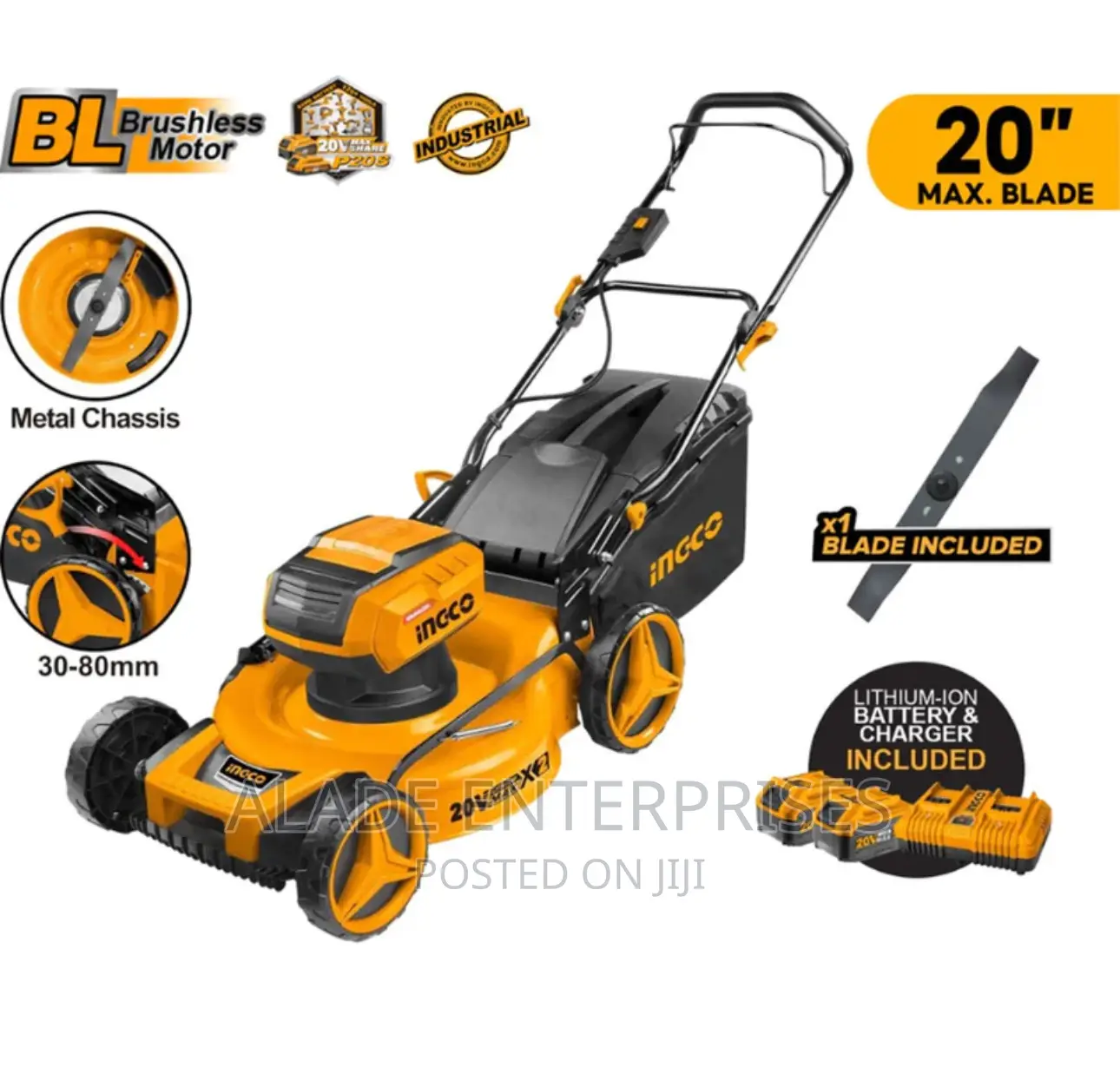 Lmli20202 Ingco 40v Lithium-ion Lawn Mower Complete Set