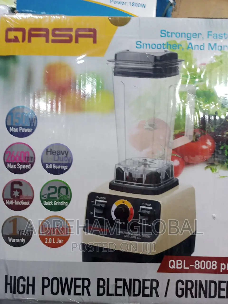 Qasa Single Cup Heavy Duty Commercial Grinder Blender, 1500w