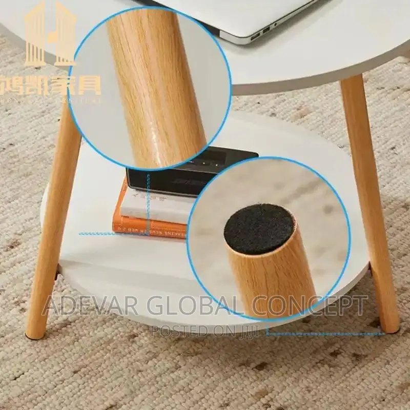 2 Steps Small Round Wood Modern Sofa Side Corner Tea Table