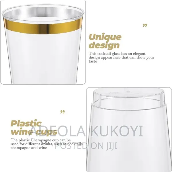 Transparent Plastic Champagne Cup- 50pcs