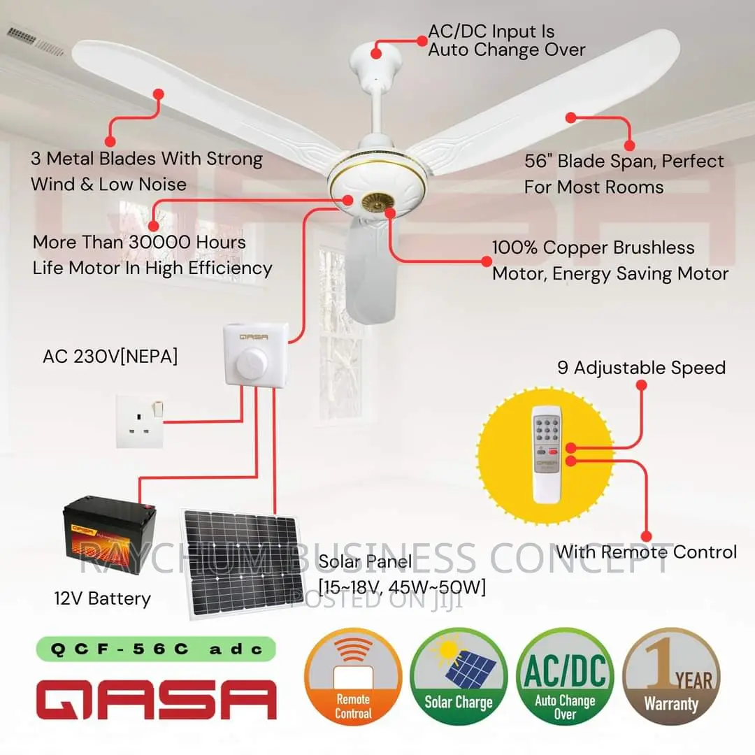Qasa Ac and DC Ceiling Fan 56inches