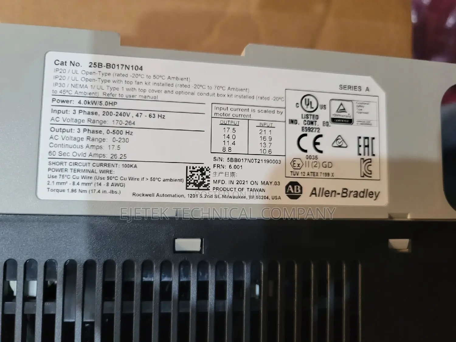Allen Bradley Inverter Drive 4kw/5hp