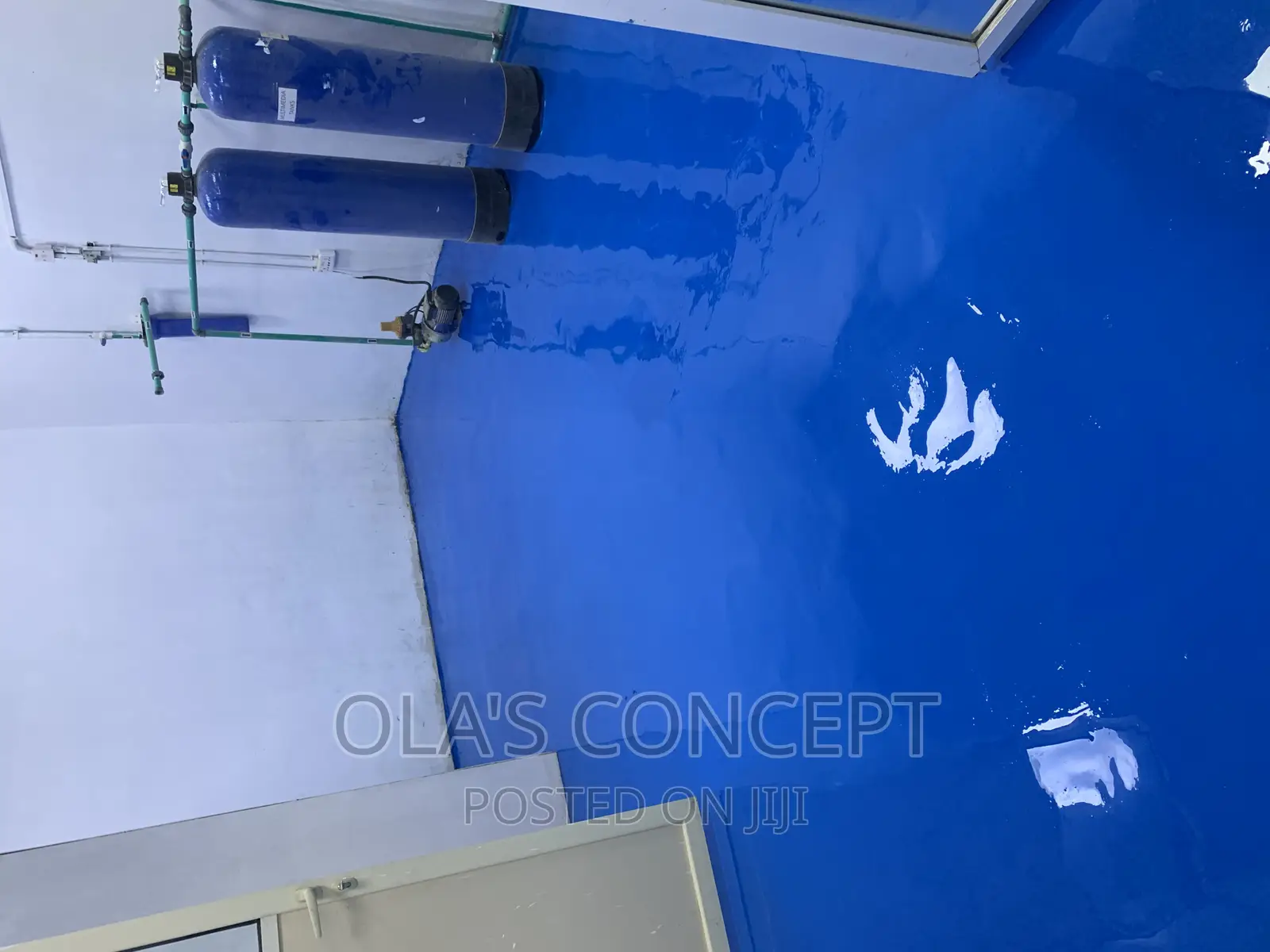Glossy Blue Epoxy Flooring