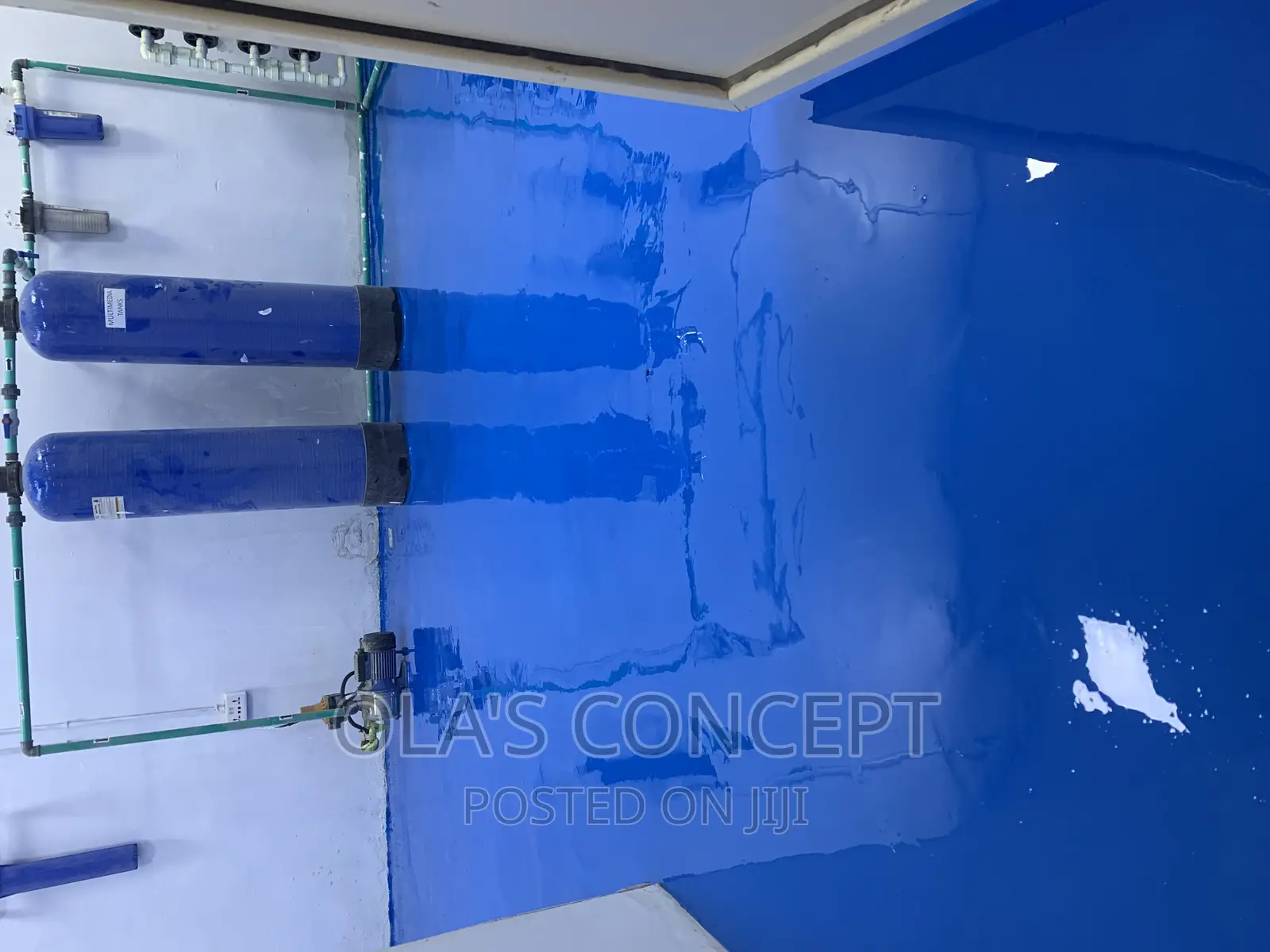 Glossy Blue Epoxy Flooring