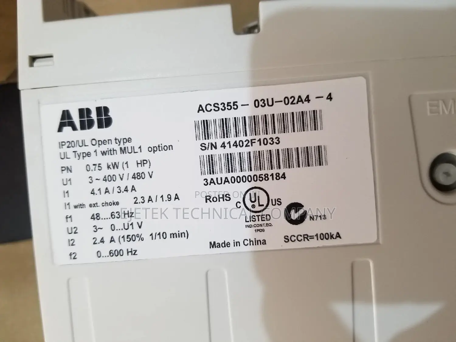 Abb 0.75kw/1hp VFD Inverter Acs355