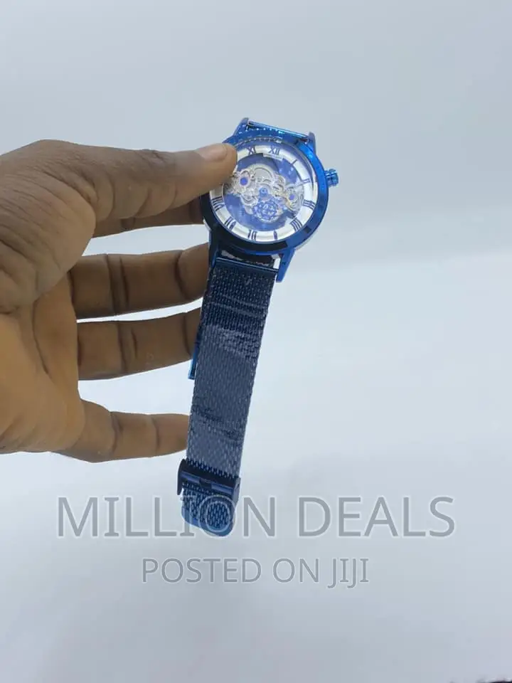 Meshed Blue Strap Men's Wrist Watch