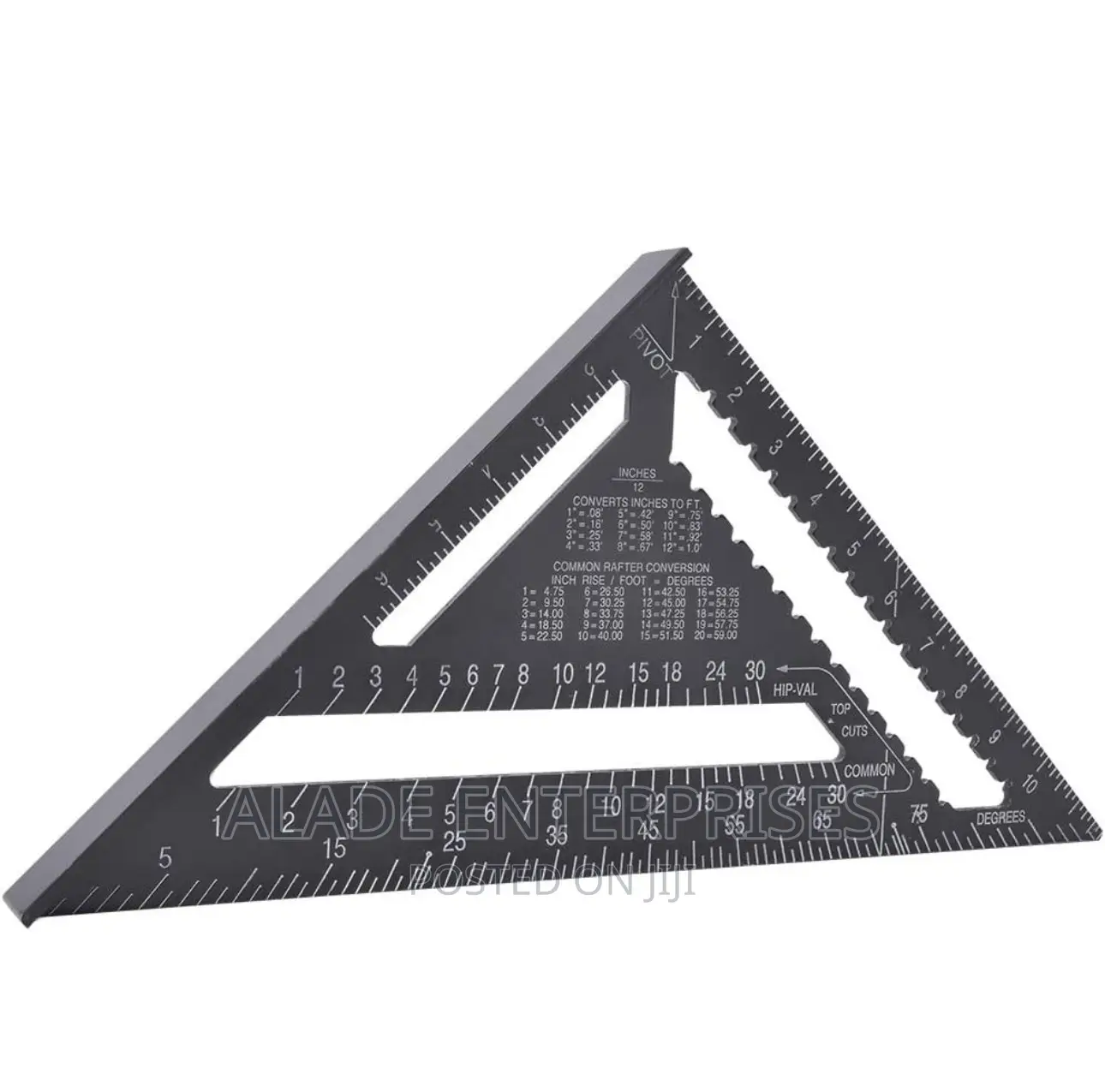 12 Inch Black Aluminium Right Angle Triangle Ruler Rustproof