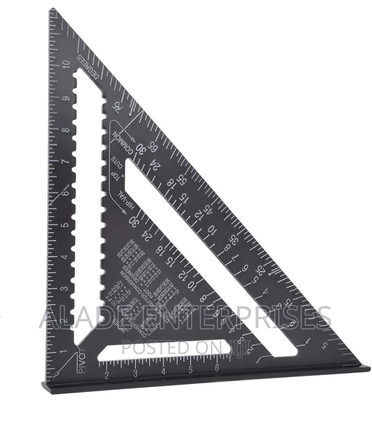 12 Inch Black Aluminium Right Angle Triangle Ruler Rustproof