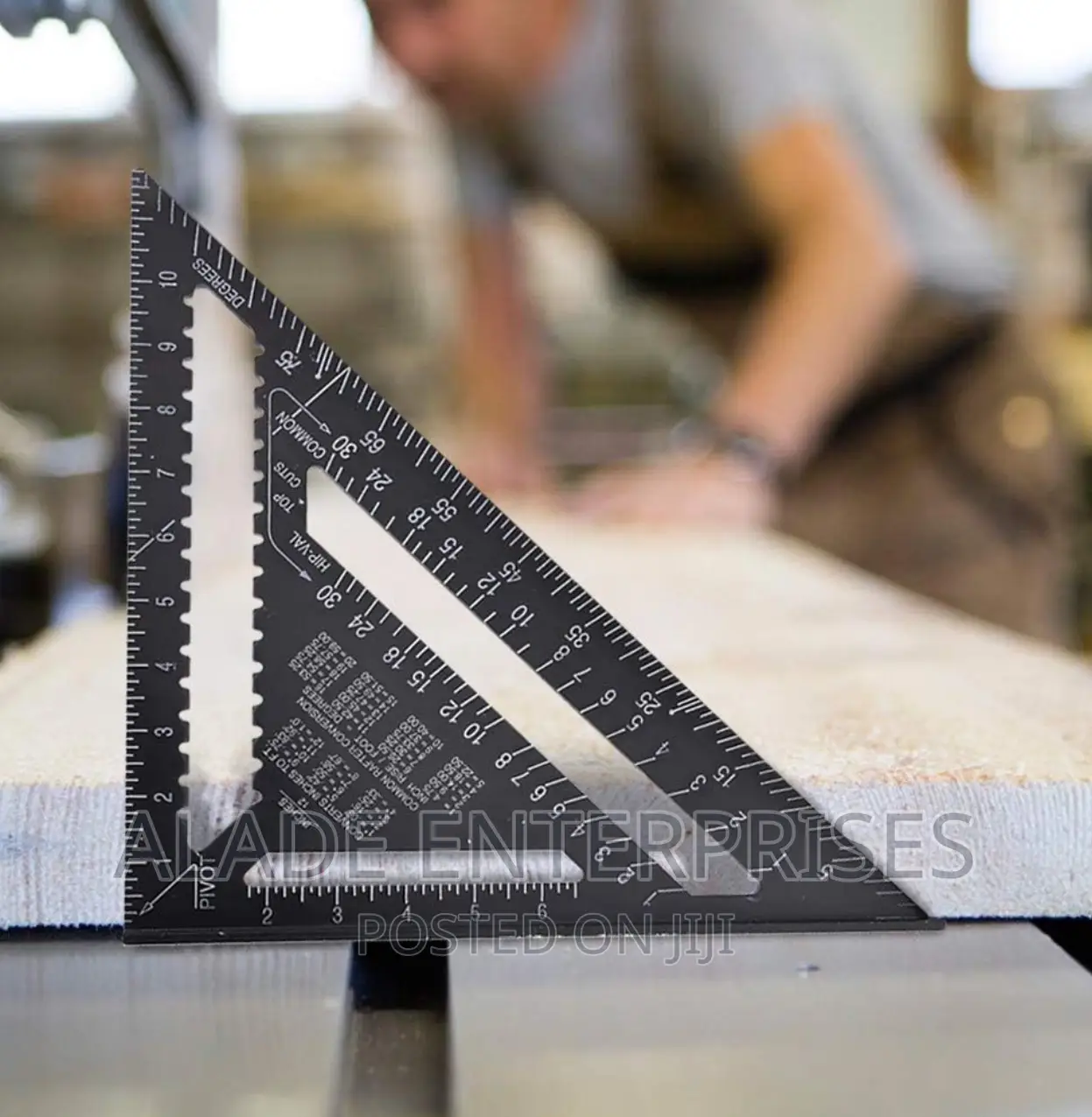 12 Inch Black Aluminium Right Angle Triangle Ruler Rustproof