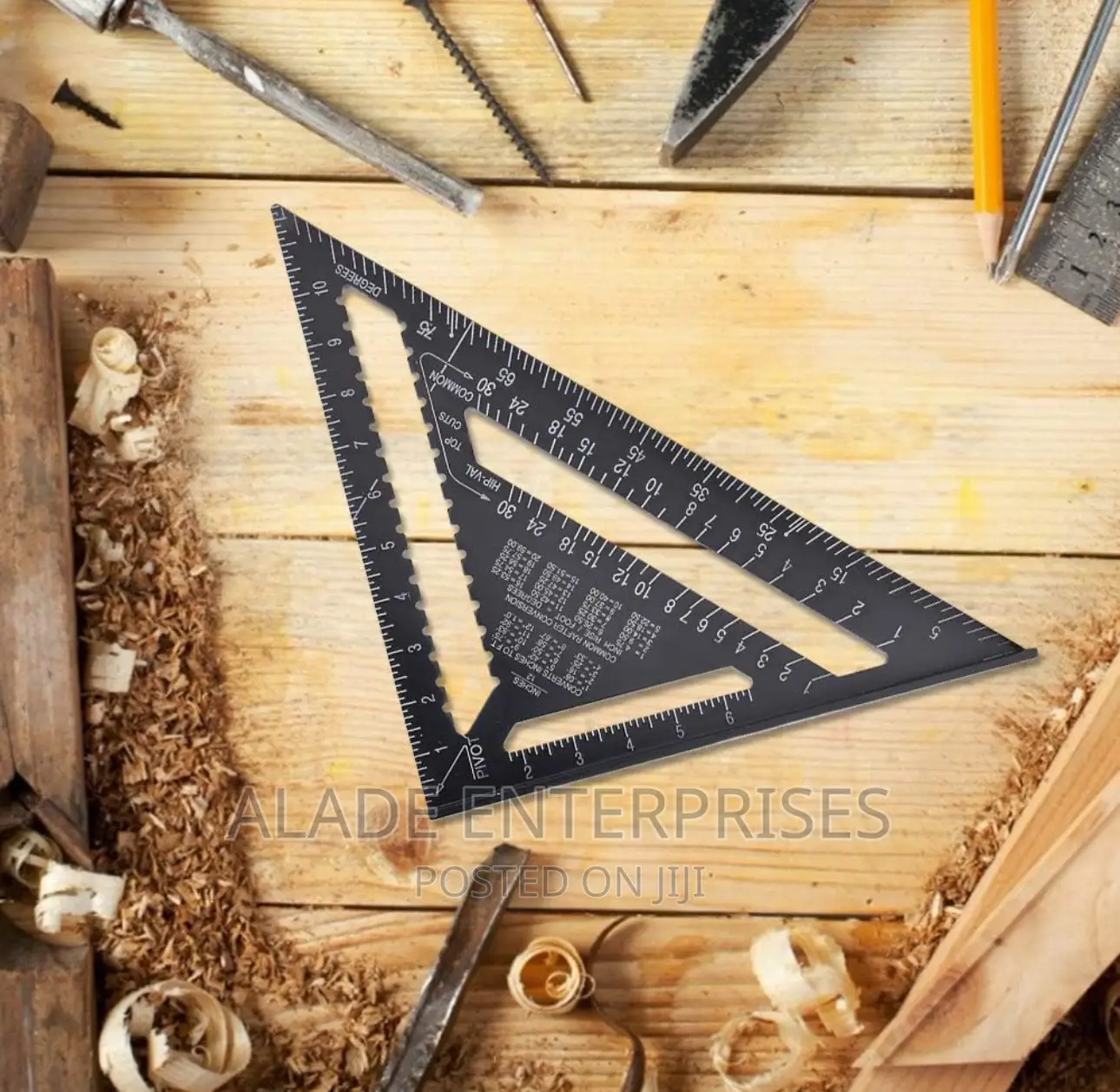 12 Inch Black Aluminium Right Angle Triangle Ruler Rustproof