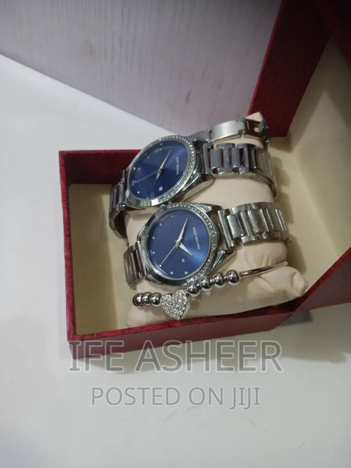 Couples Set of Silver Wrist Watch With Bracelets - Silver