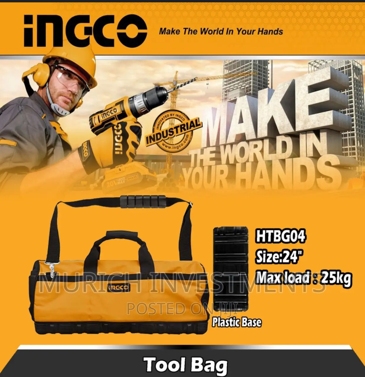 Ingco Tool Bag 610mm 24” W/Reinforced Base