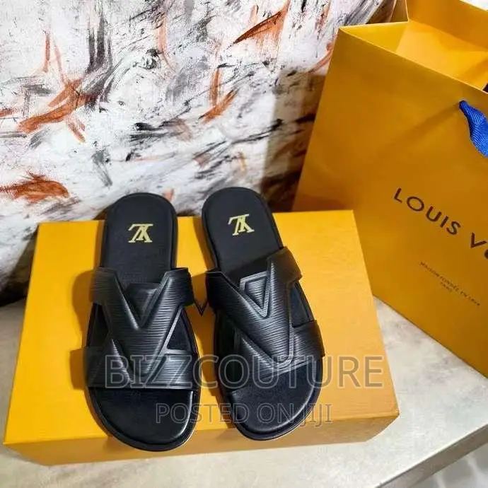 Original Louis Vuitton Leather Slippers Available in Store