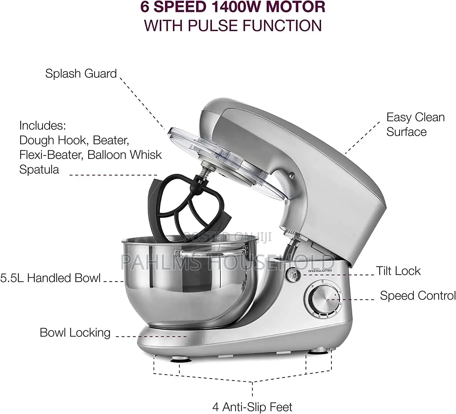 5.5 Liters Andrew James Professional Stand Mixer