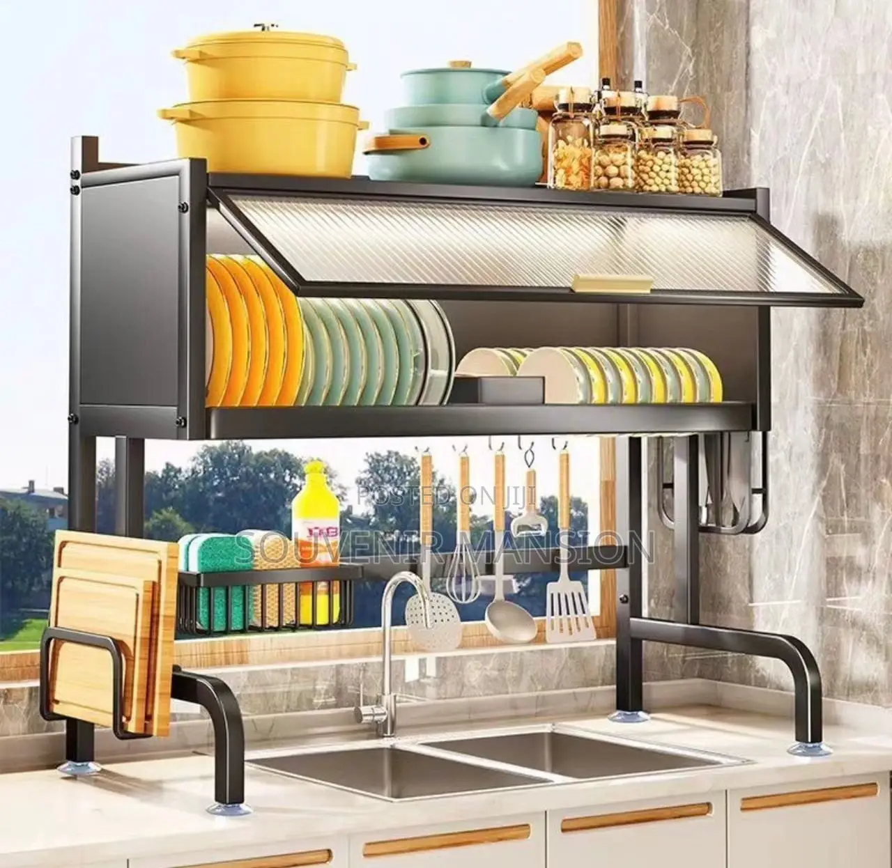 Multifunctional Expandable Over the Sink Dish Drainer