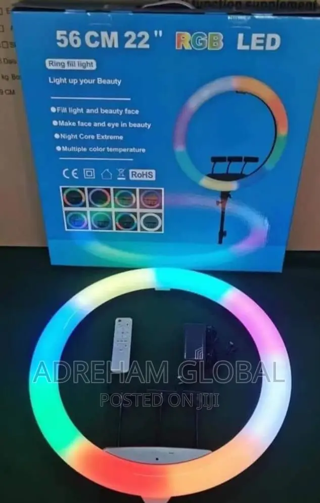 22 Inches RGB Ring Light +3 Phone Holder+Remote+Tripod Stand