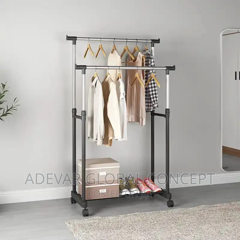 Double Pole Cloth Hanger With Wheel