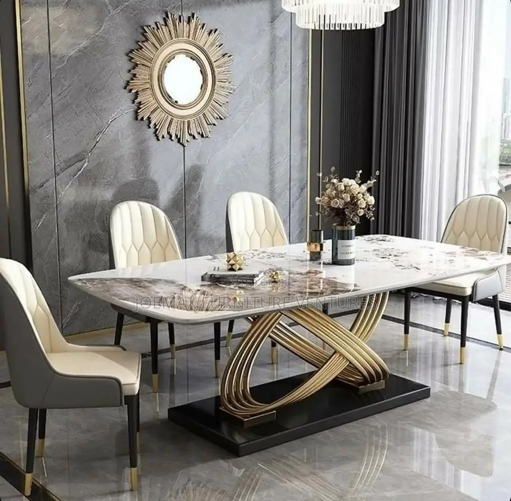 Turkey Marble Dining Table With Six Chairs.