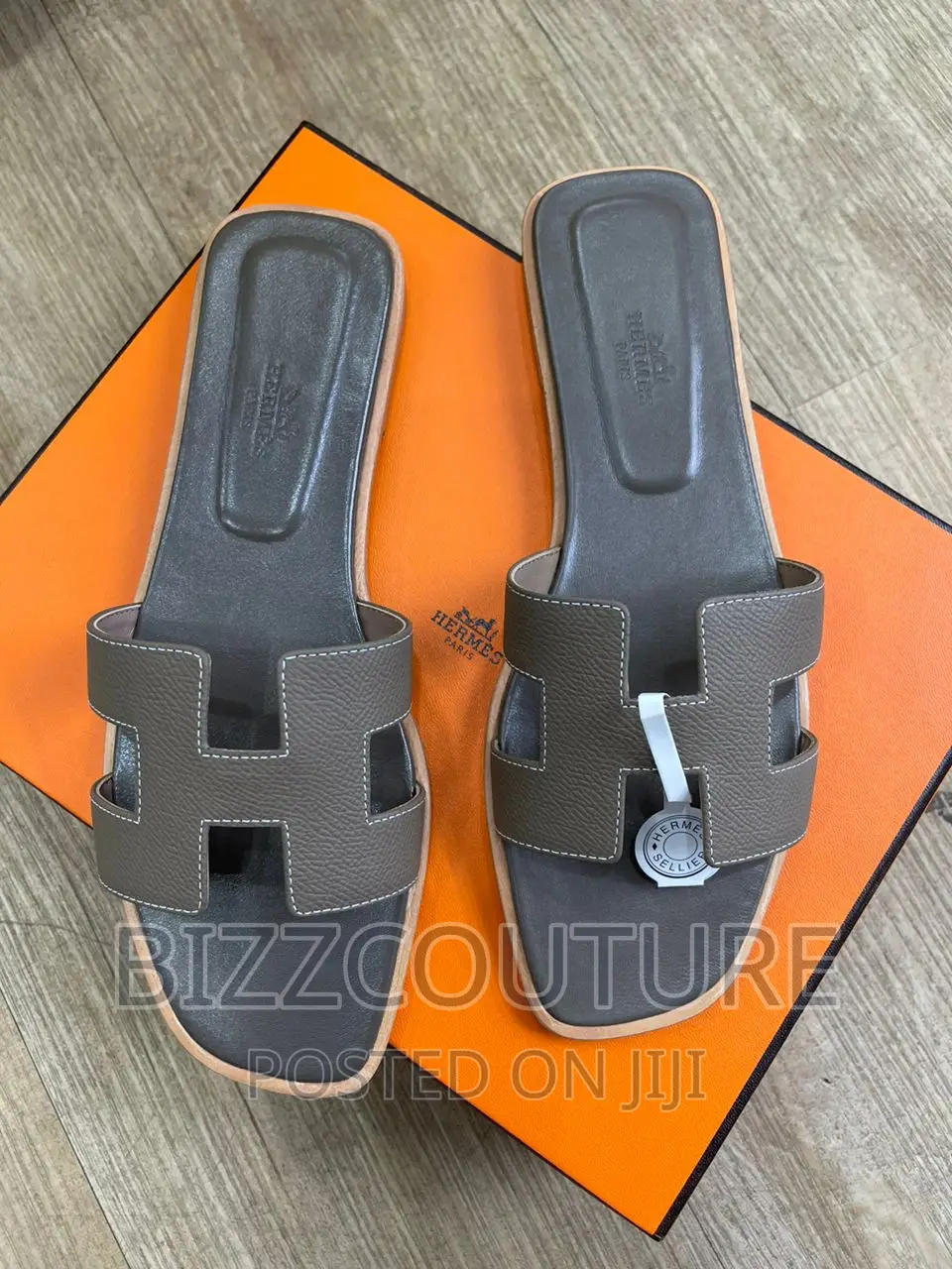 Original HERMES Leather Slippers Forladies Available Instore