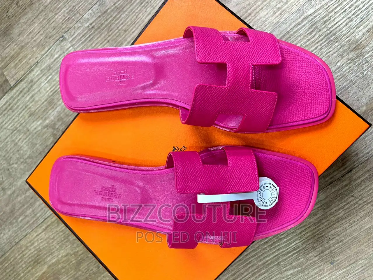 Original HERMES Leather Slippers Available in Store
