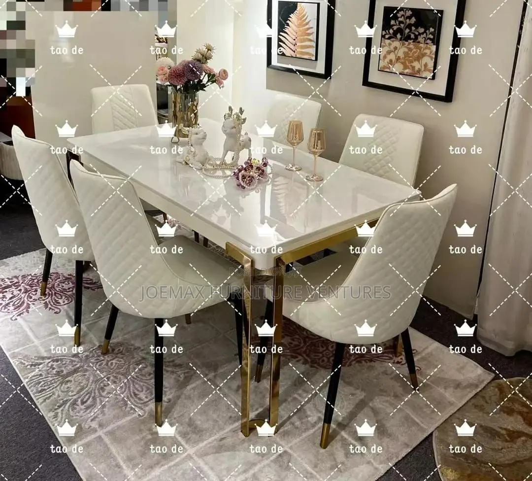 Turkey Marble Dining Table With Six Chairs.