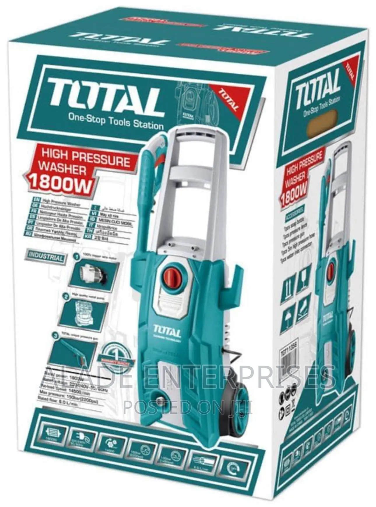 TOTAL Electric High Pressure Washer 1800w With Soap Bottle Y