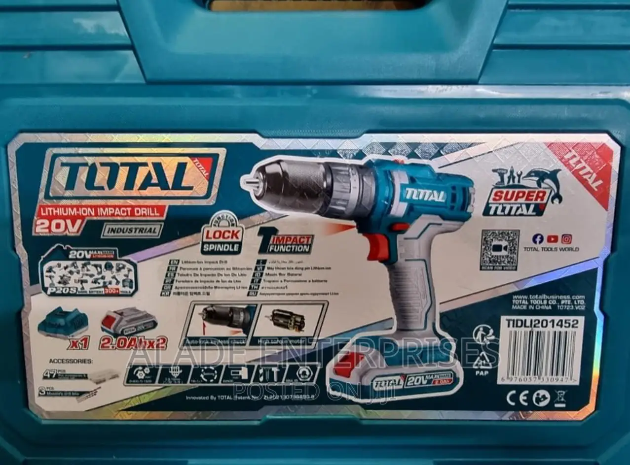Total 20V Cordless Impact Drill 2 X Battery + Charger