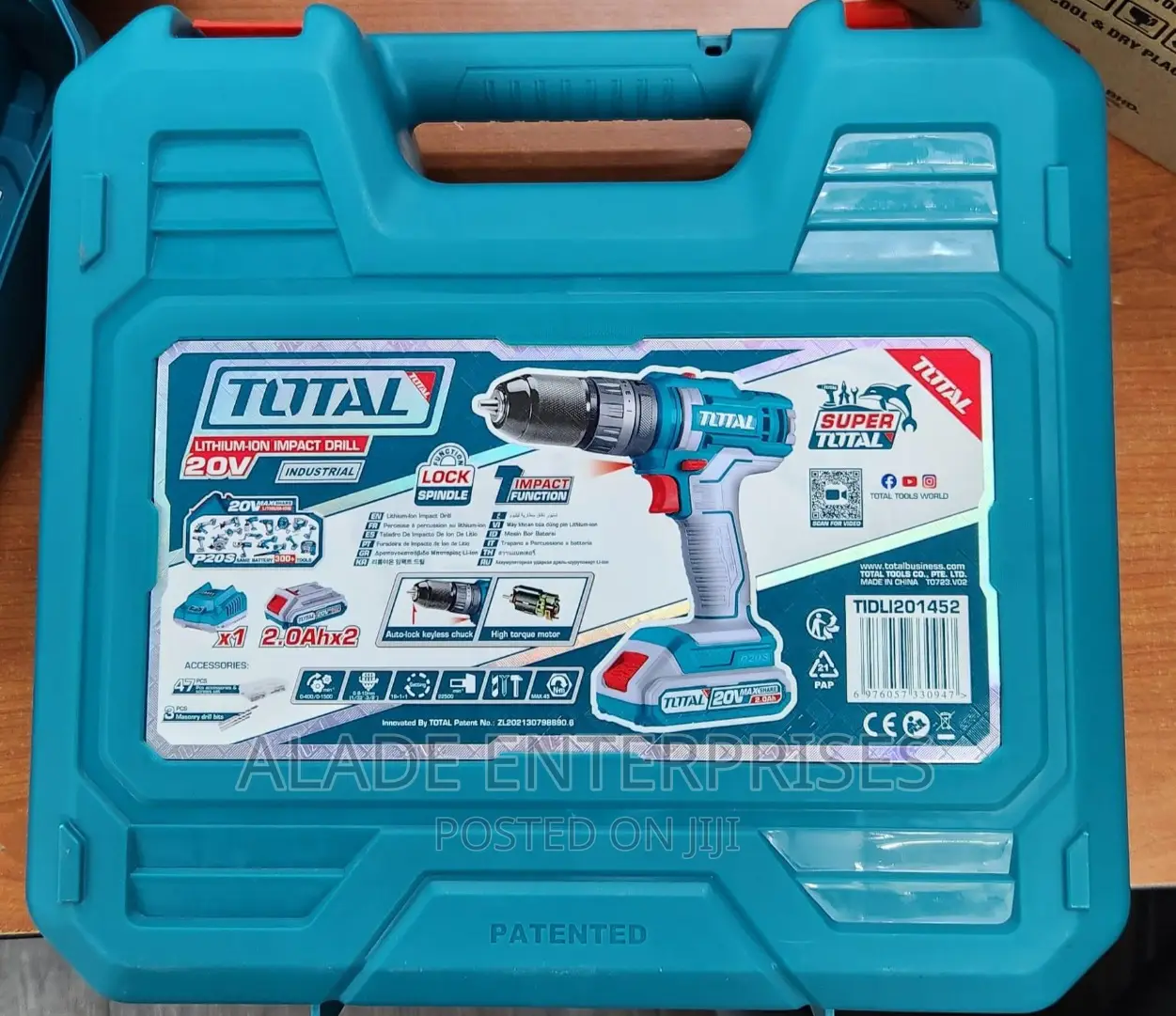 Total 20V Cordless Impact Drill 2 X Battery + Charger