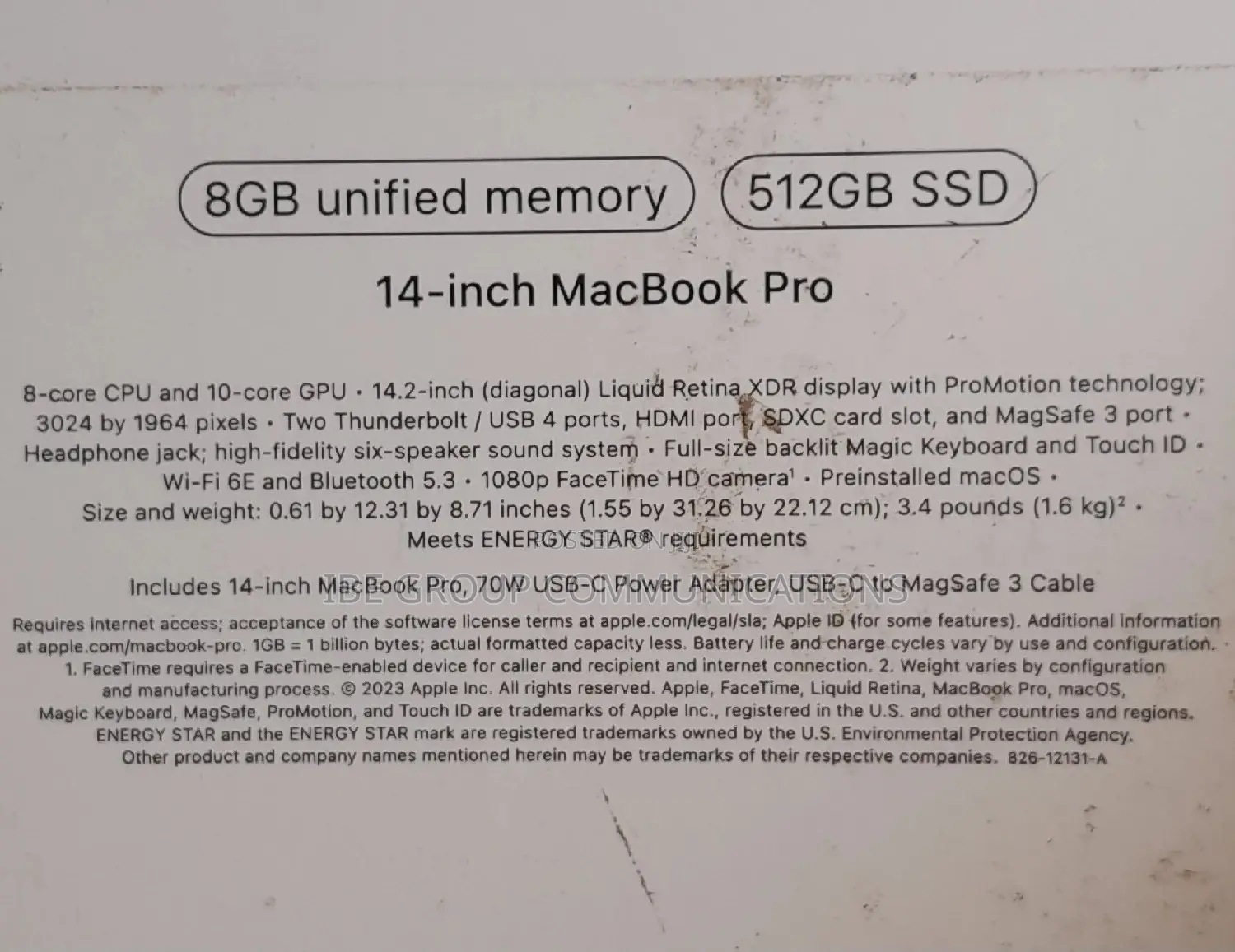 New Laptop Apple MacBook 8GB Apple M3 Pro SSD 512GB