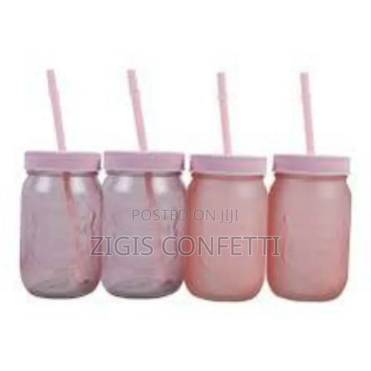 Set of 4 Glass Smoothie Cups With 8 Straws - 450ml