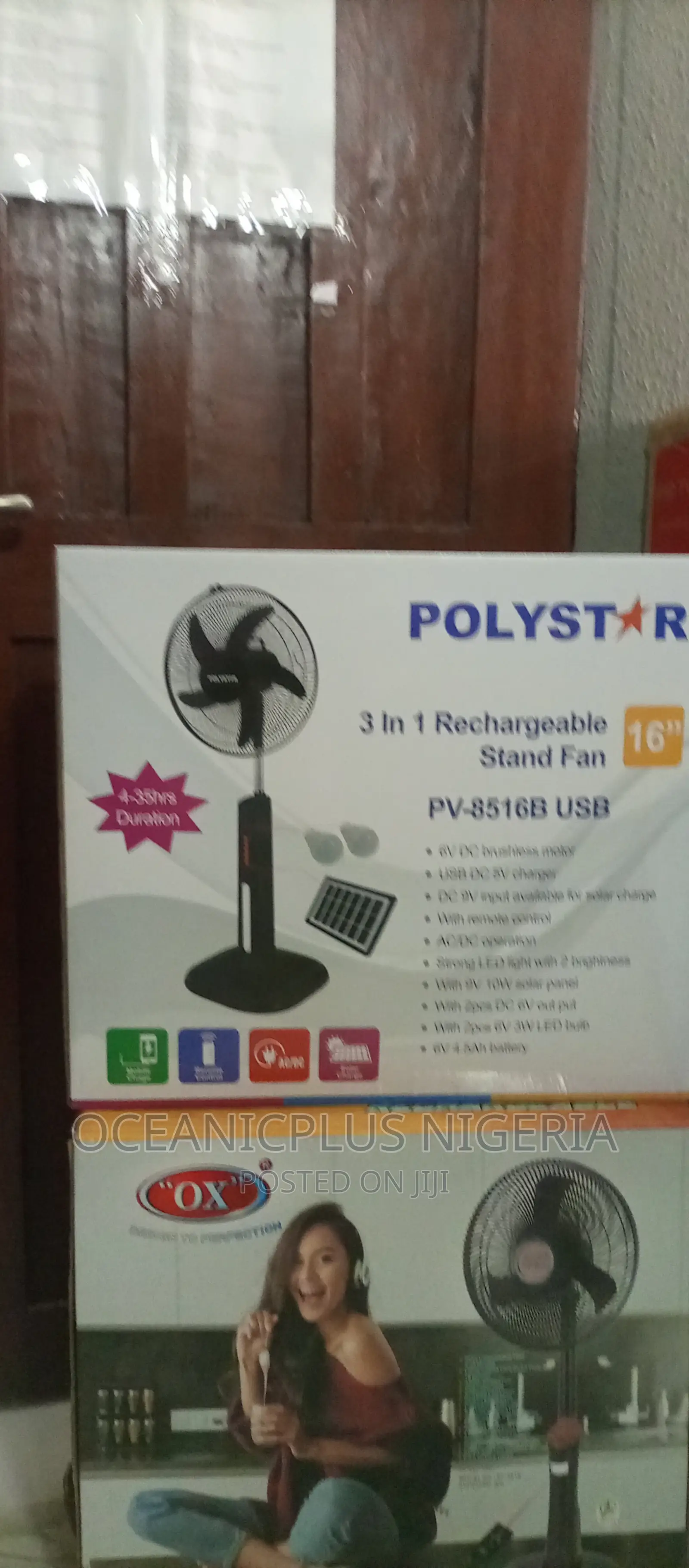 Polystar (Pv-8516b) Brand New 16'' Rechargeable Fan