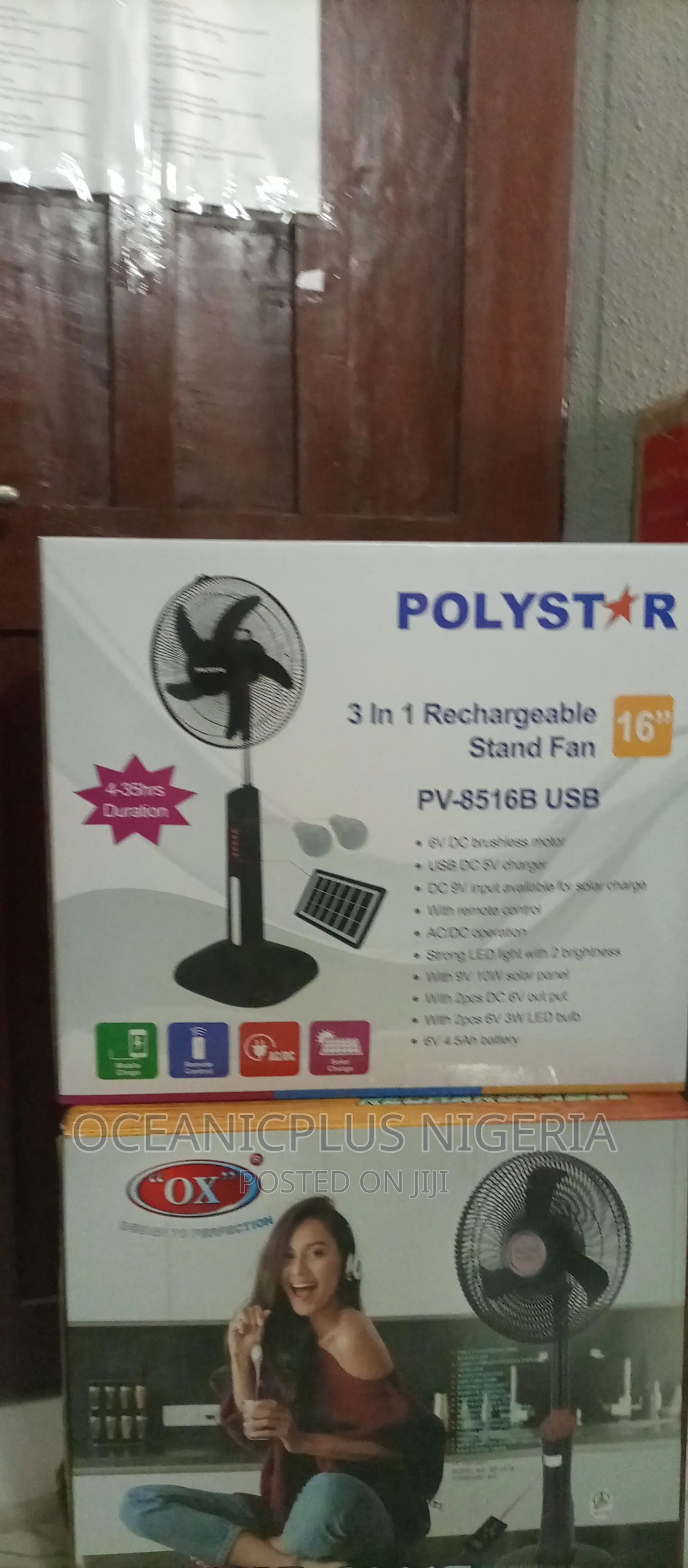 Polystar (Pv-8516b) Brand New 16""Rechargeable Fan