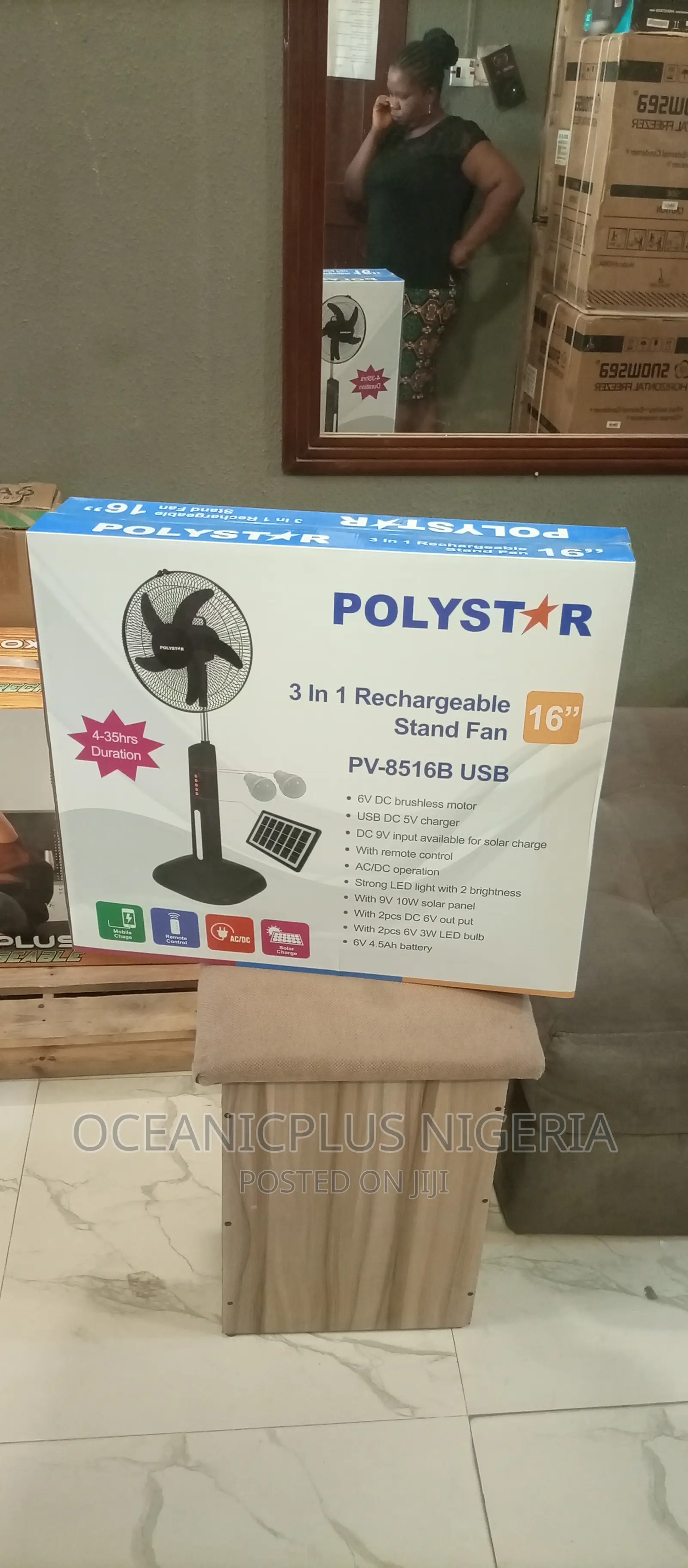 Top Selling 16'' Polystar Rechargeable Fan