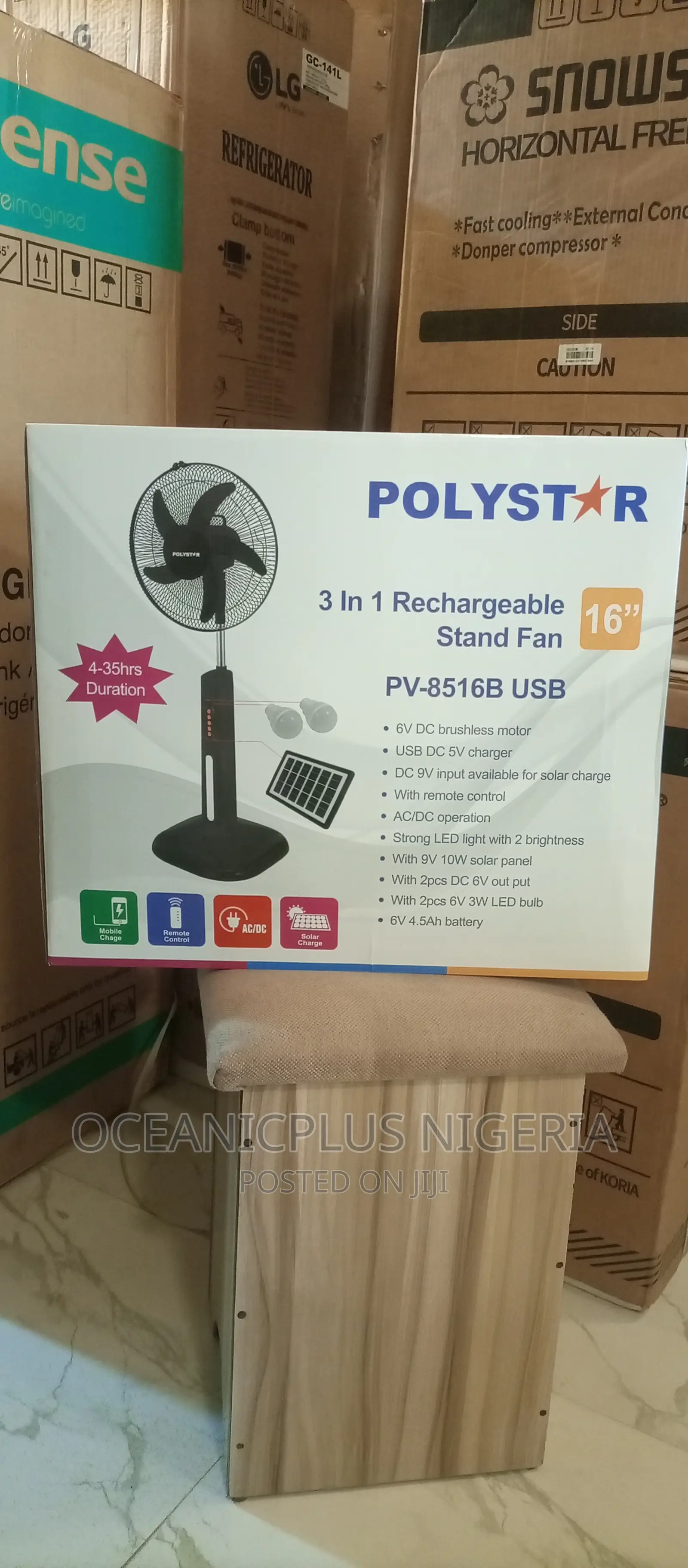 Top Selling 16'' Polystar Rechargeable Fan
