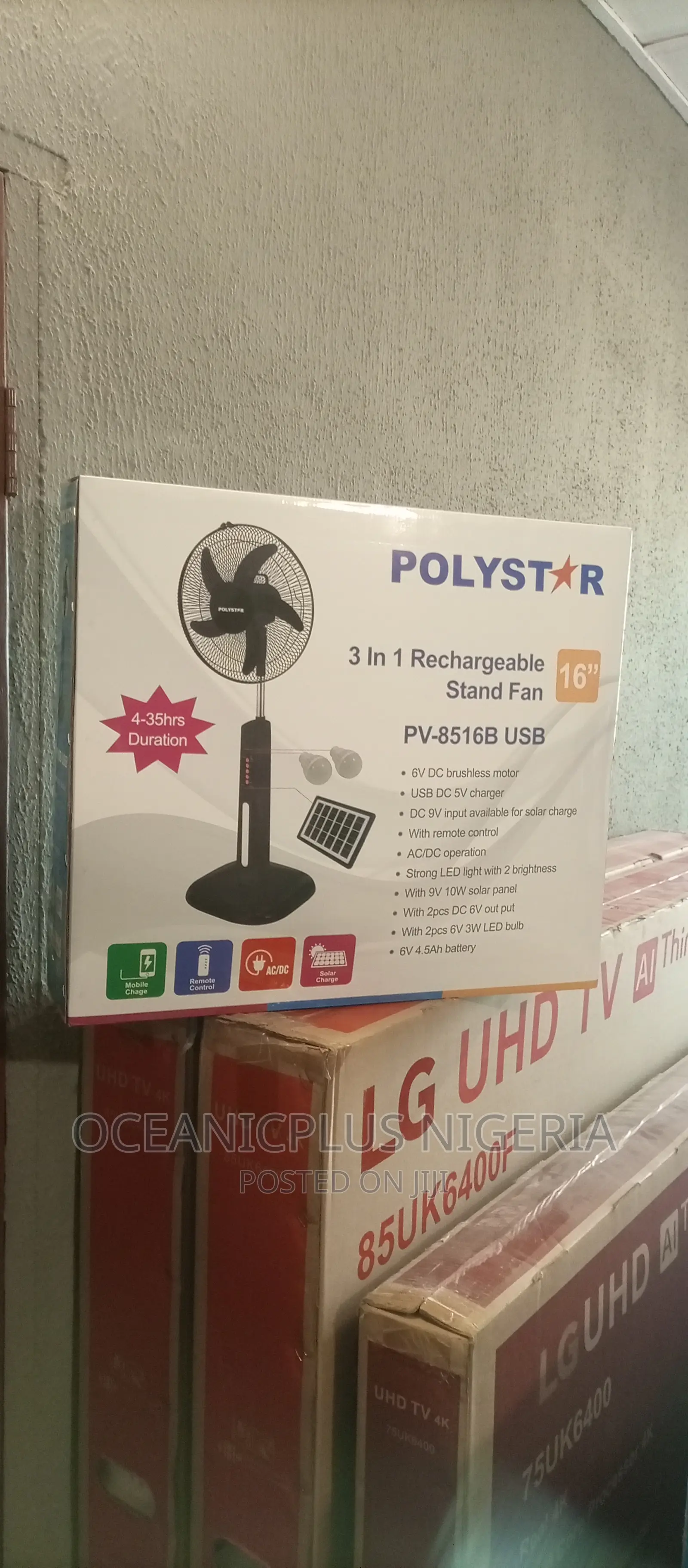 New in 3 in 1 Rechargeable 16inches Polystar Standing Fan