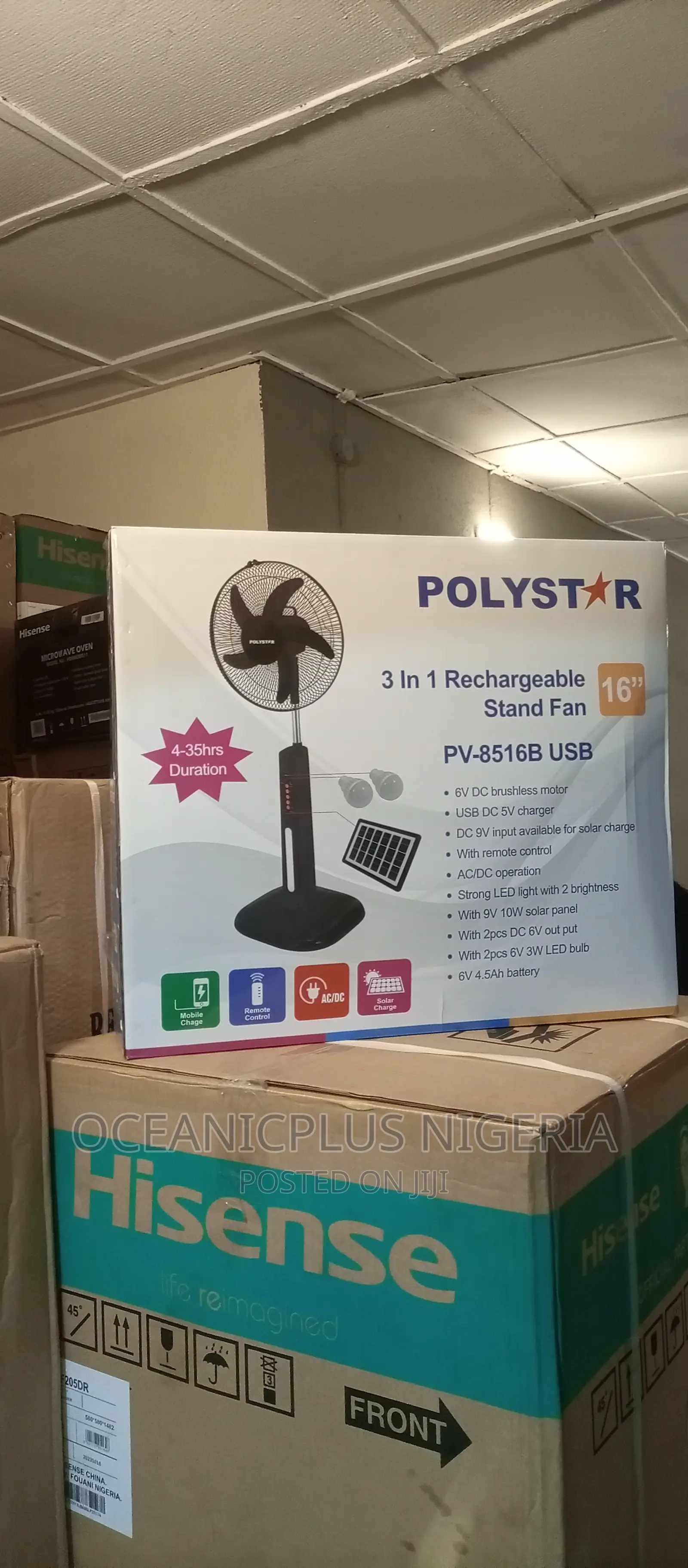 Original 16inches Polystar Rechargeable 3 in 1 Fan