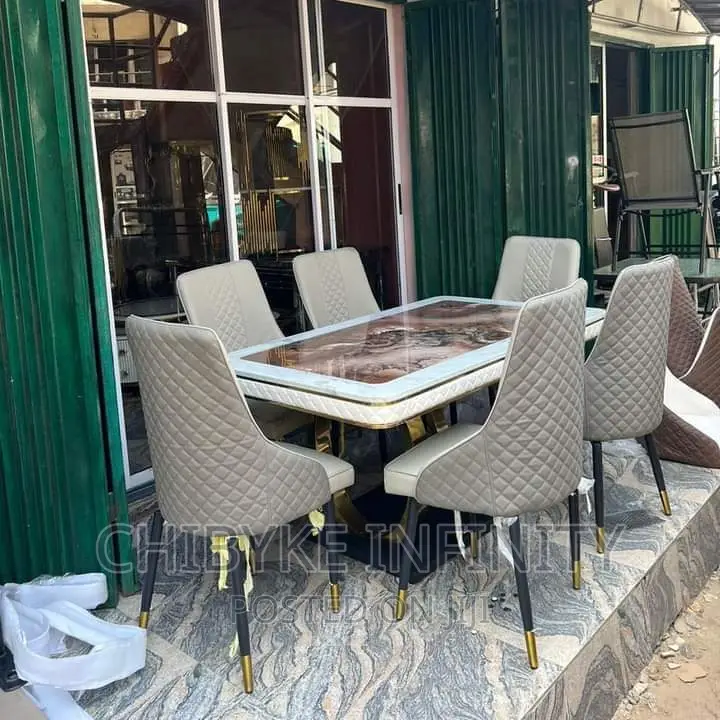 Quality 6-Seater Marble Dining Table With 6-Exotic Chairs