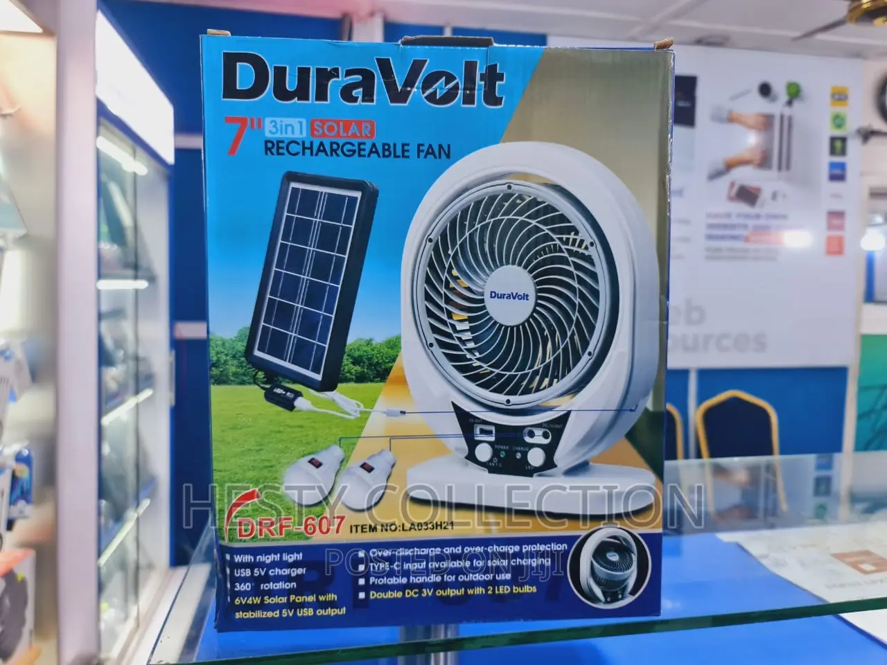 Rechargeable Duravolt 7 Inches Table Fan and Solar Bulbs