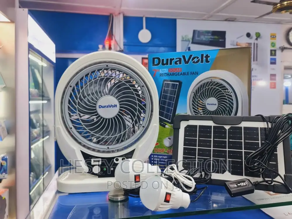Rechargeable Duravolt 7 Inches Table Fan and Solar Bulbs
