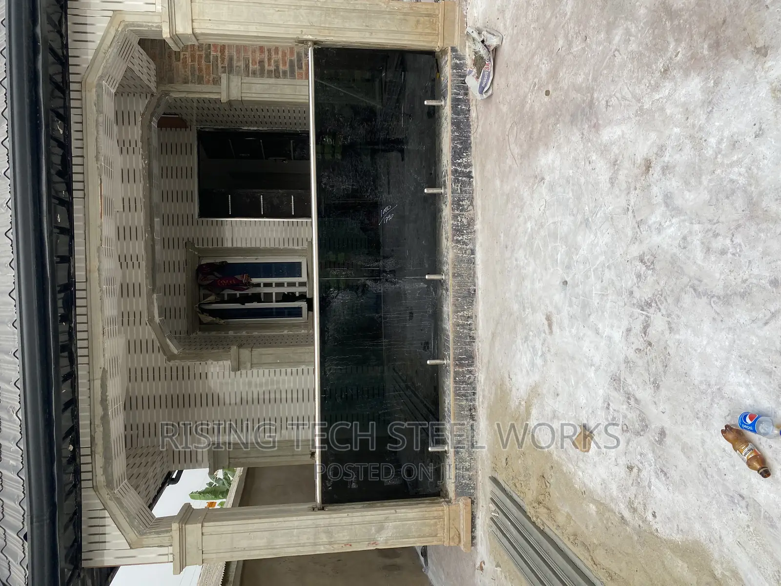 Framless Dark Gray Glass Handrail