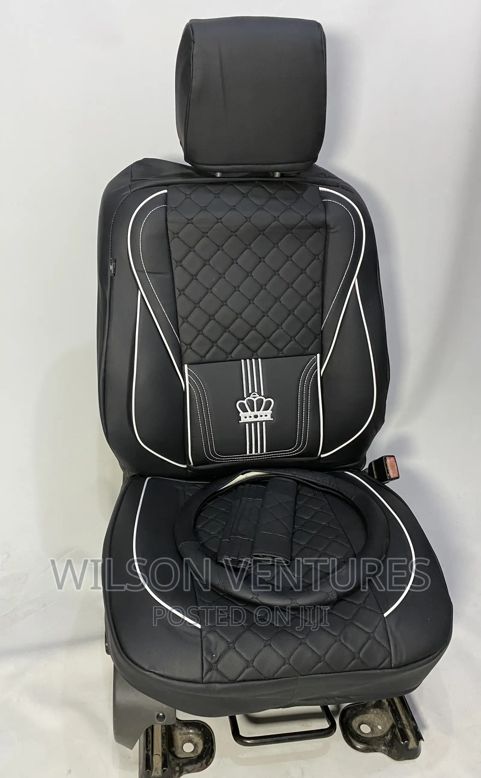 Black Color Leather Crown Seat Cover