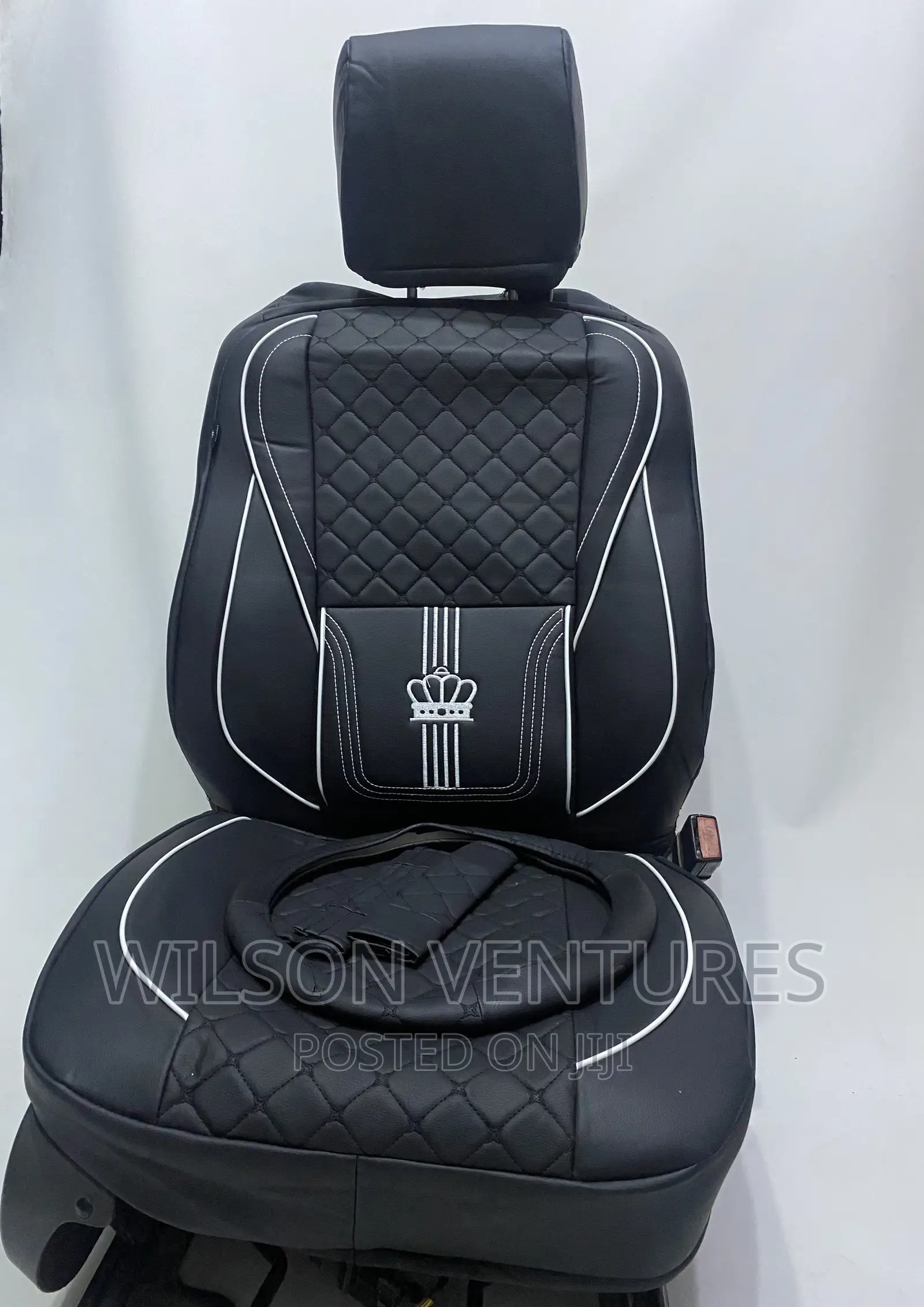 Black Color Leather Crown Seat Cover