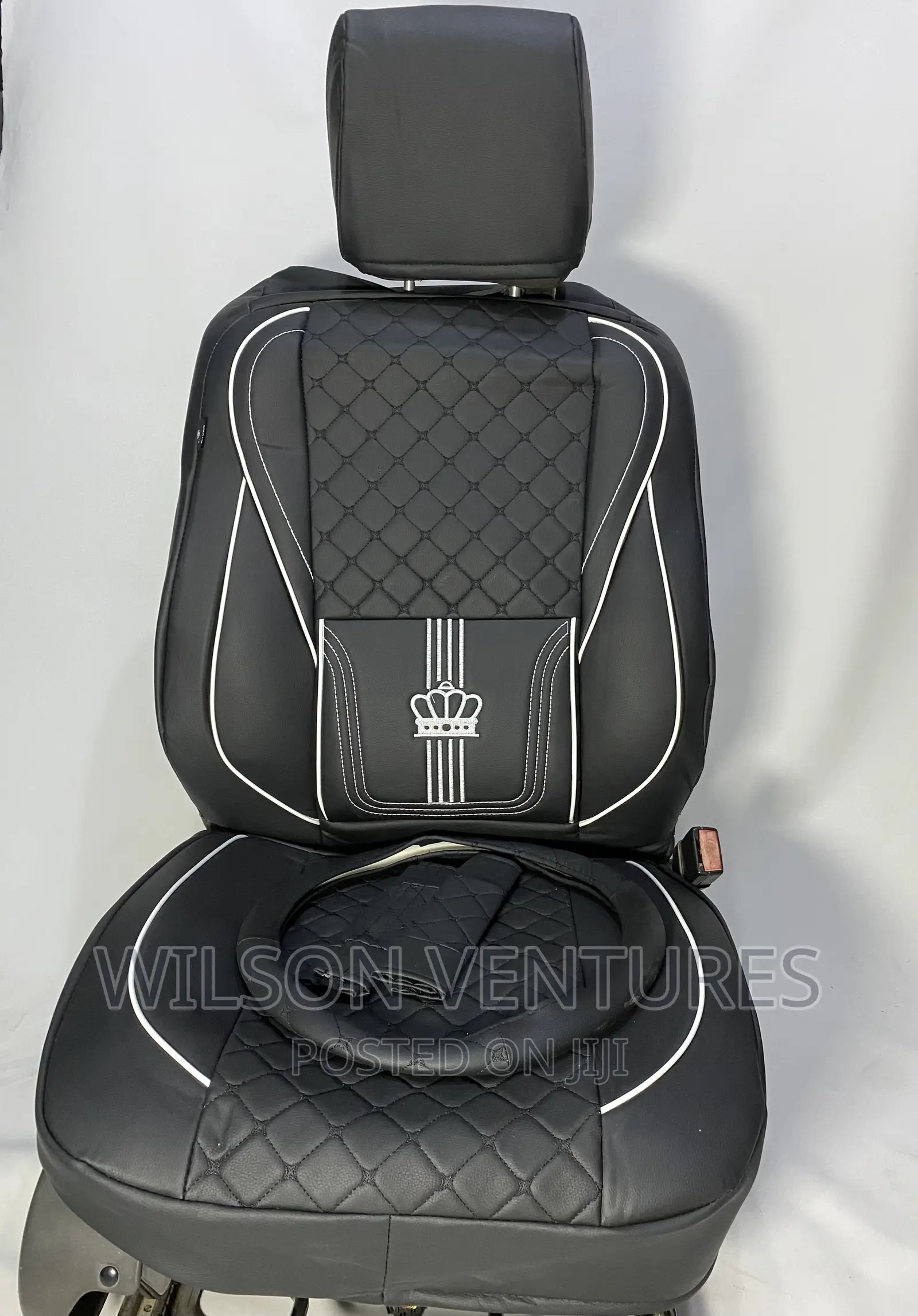 Black Color Leather Crown Seat Cover