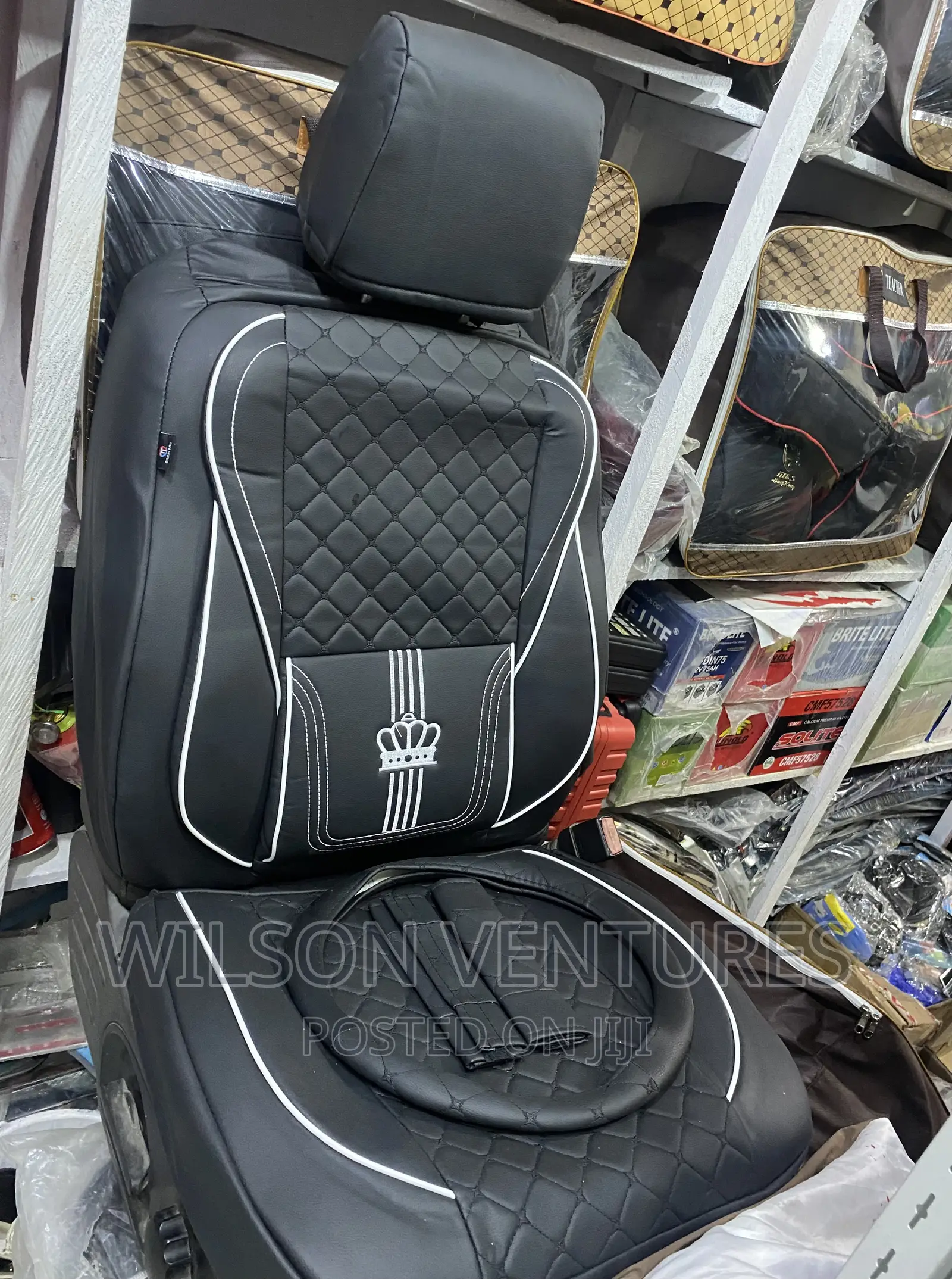 Black Color Leather Crown Seat Cover
