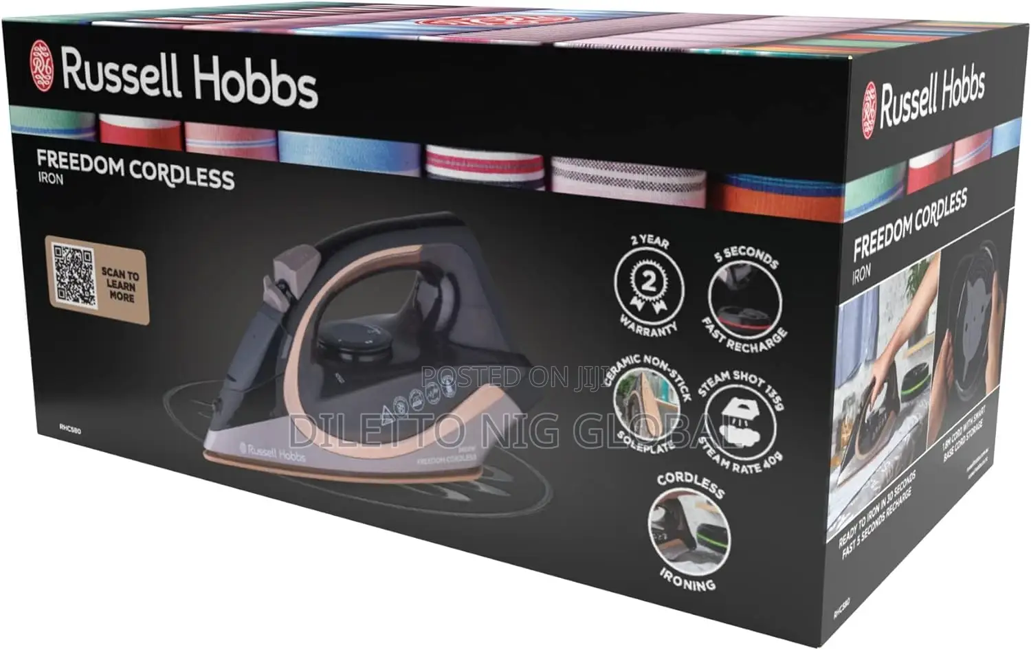 Russell Hobbs Freedom Cordless Steam Iron, RHC580, 2400W