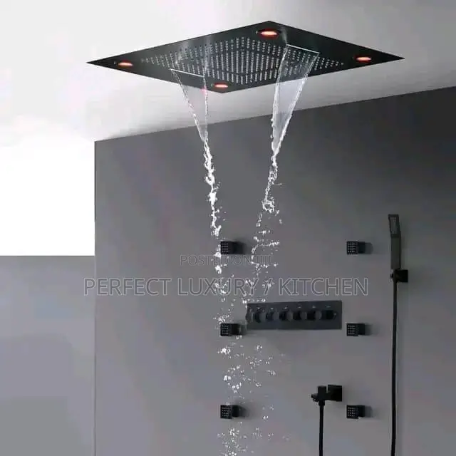 6 Button's Thermostat Concealed Shower With LED Lights