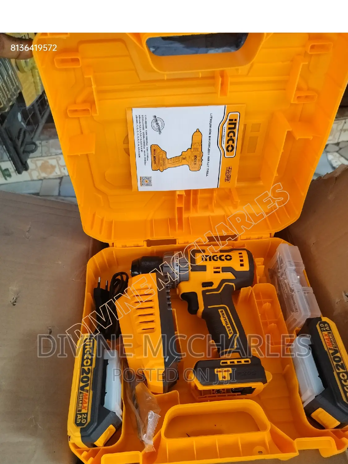 Cidli20605 Ingco 20v Brushless Motor Impact Drill